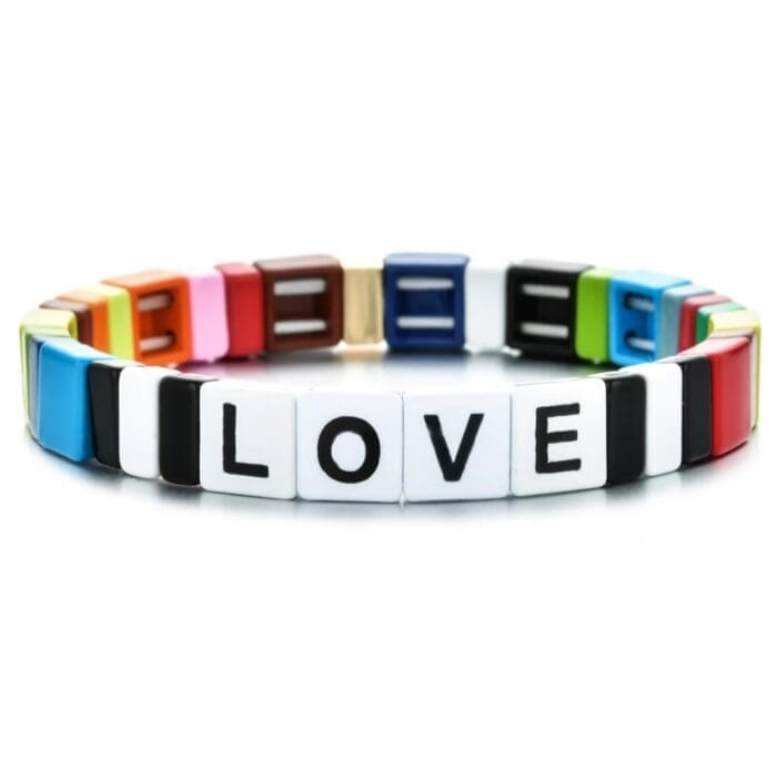 Armband gekleurd love metaal