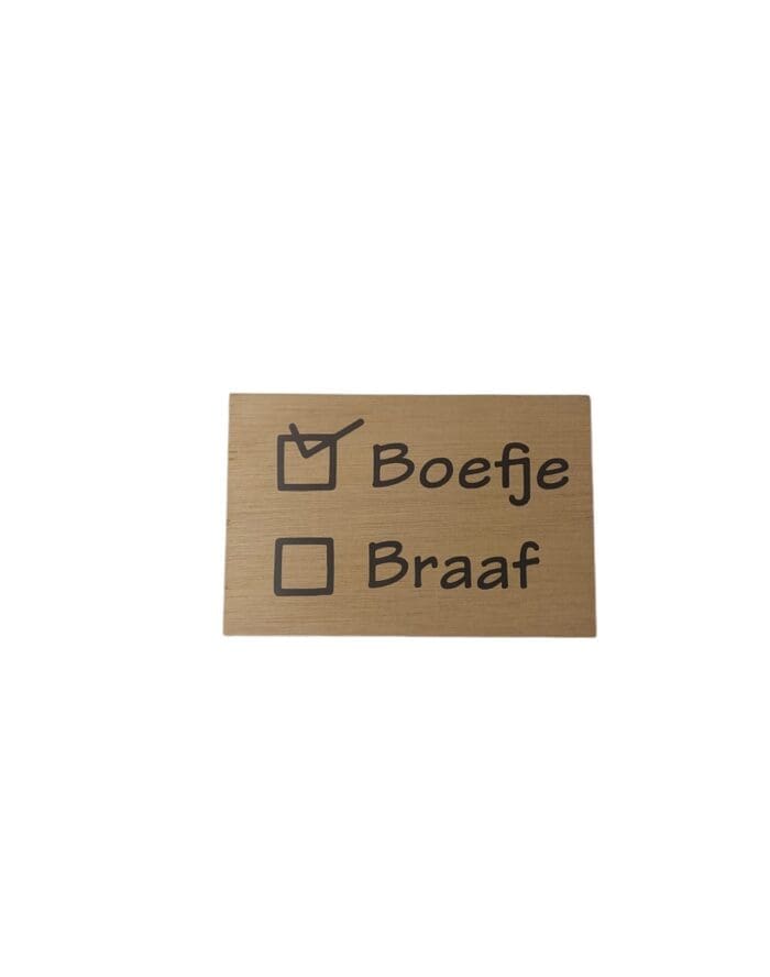 Houten kaart boefje braaf