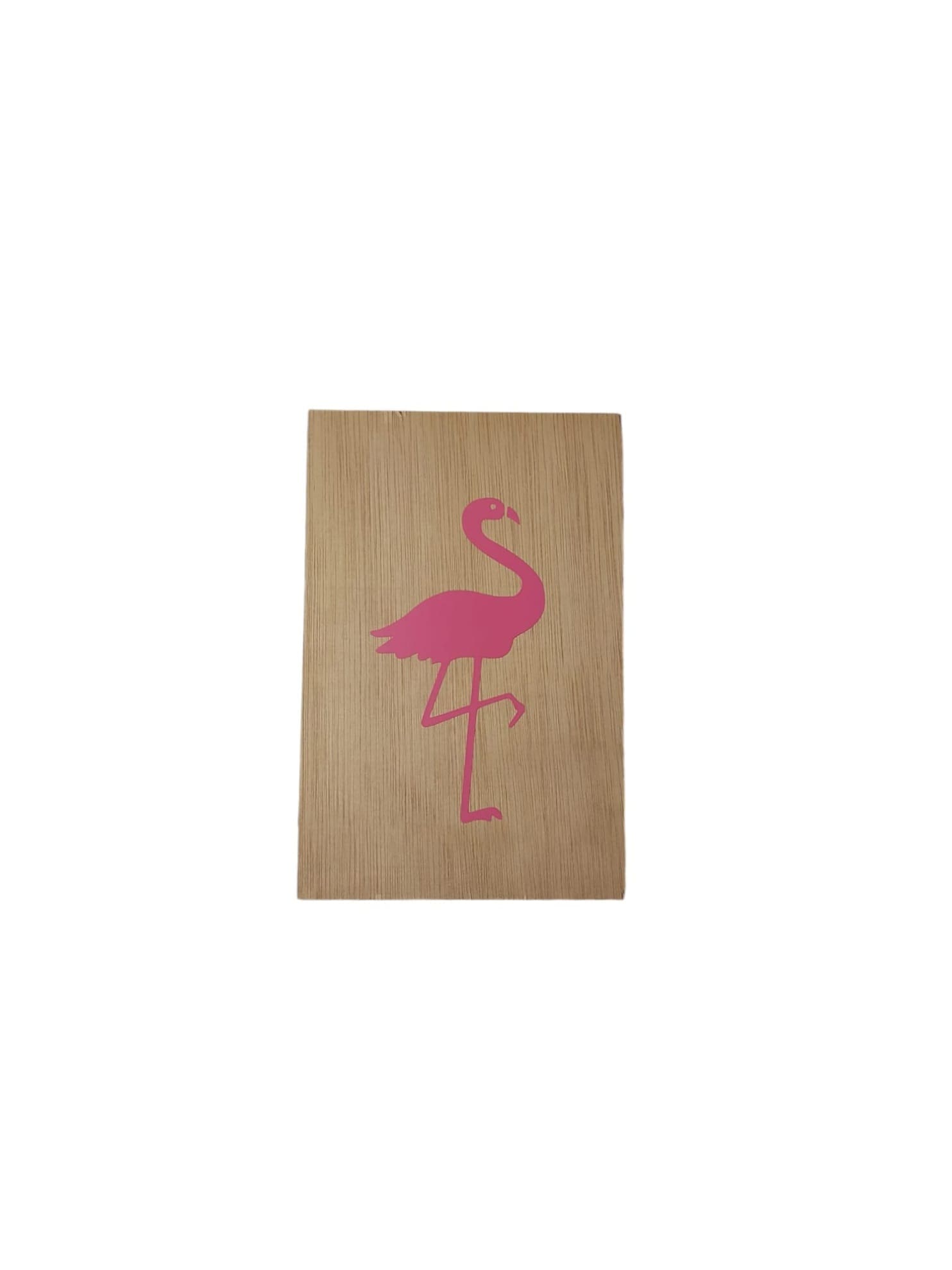 Houten kaart roze flamingo