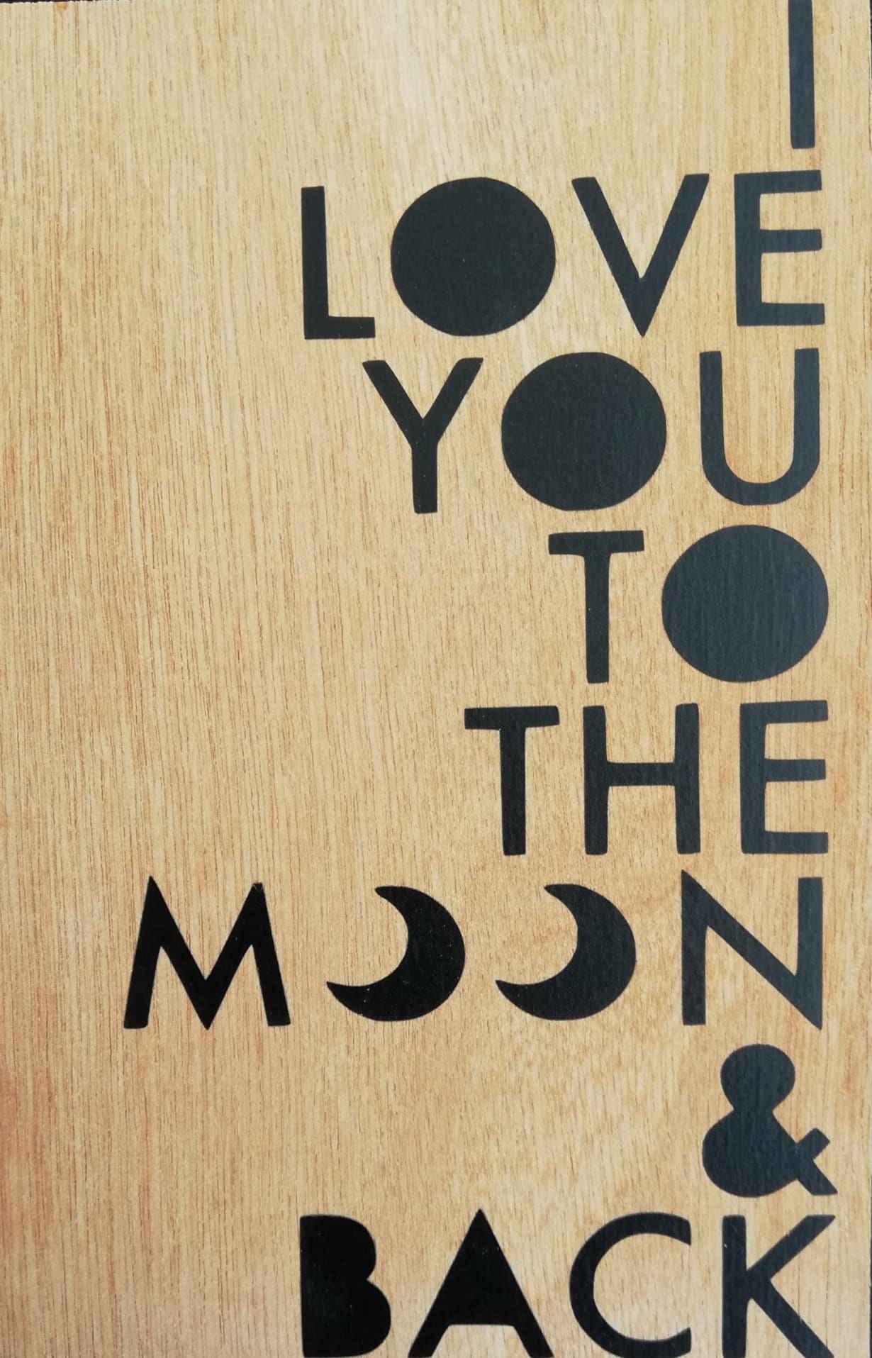 Houten kaart I love you to the moon & back