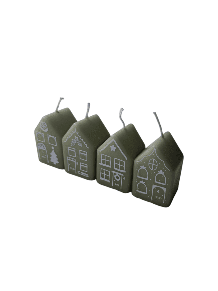 Kerstkaars huisjes 4 stuks Rustik Lys