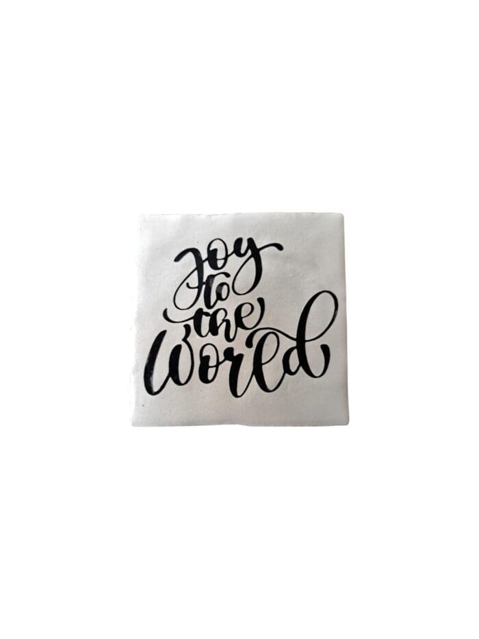 Tegeltje wit met zwart Joy the World