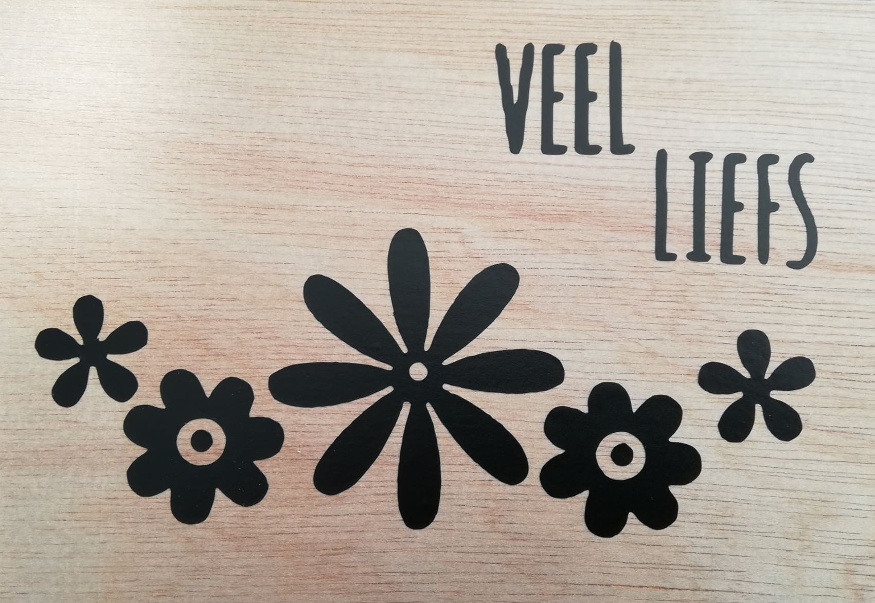 houten kaart bloem veel liefs