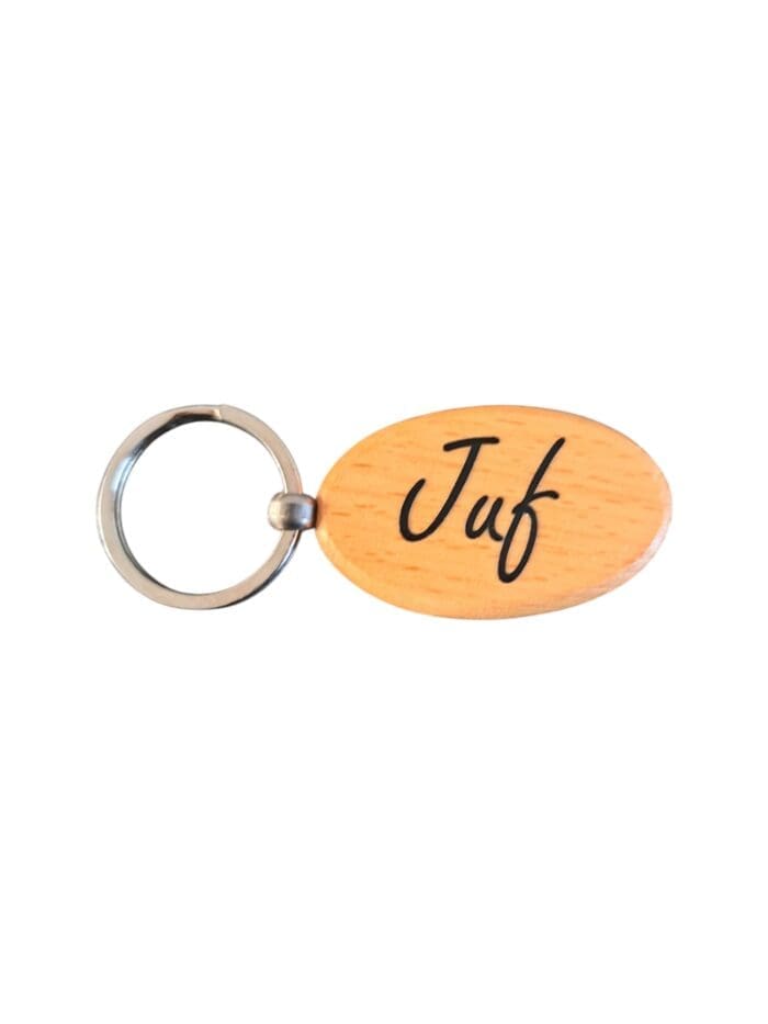 Sleutelhanger hout juf