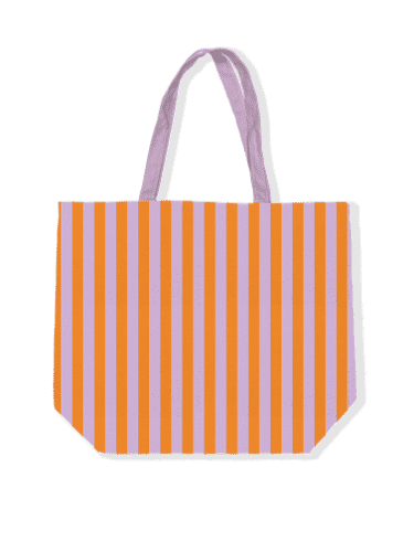 canvas tas roze paars streep