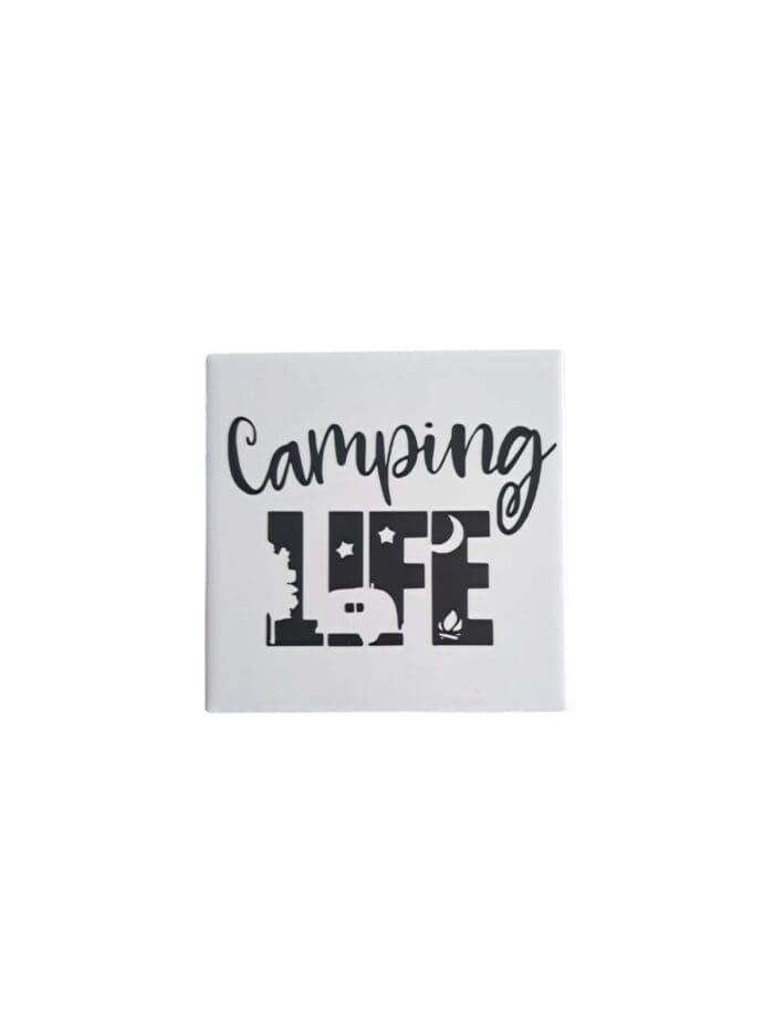 Tegeltje camping life wit